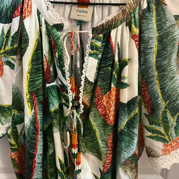 Farm Rio Forest Palm Jumpsuit in White Linen Pineapple Print EUC - Picture 7 of 11